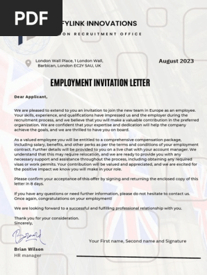 ProfyLink 08 Employment Invitation | PDF