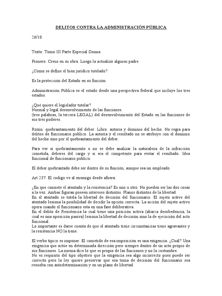Delitos Contra La Administración Pública | PDF | Difamación | Intención ...