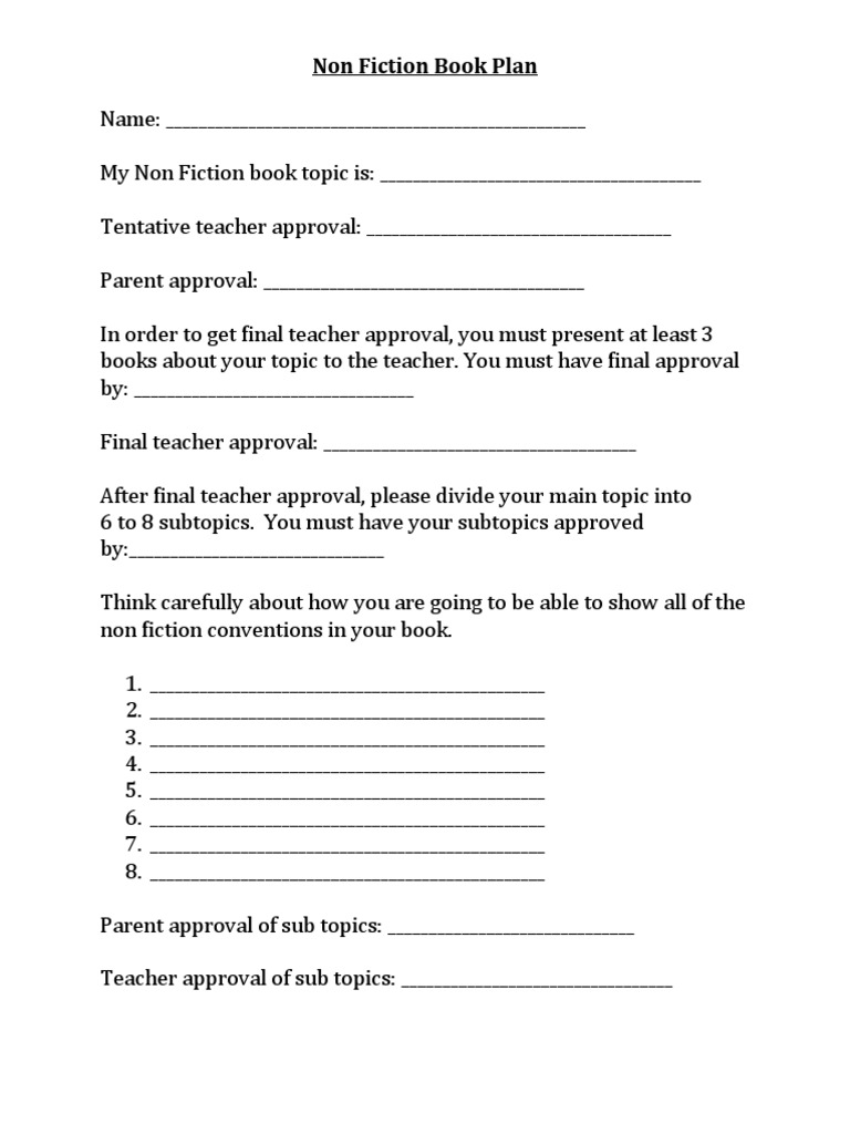Book Plan Example
