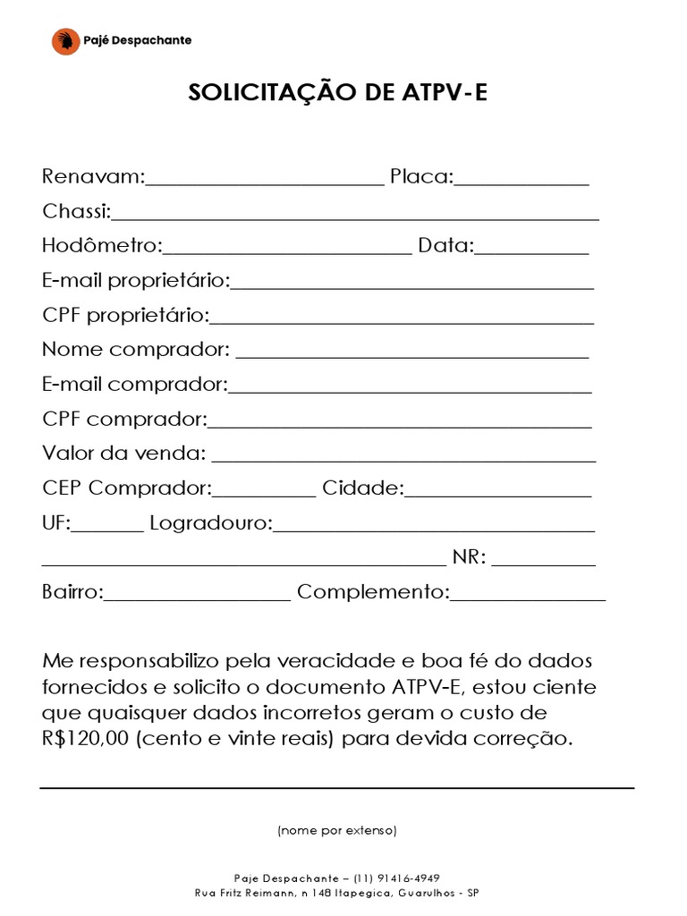 Solicitação de Documento ATPV-E | PDF