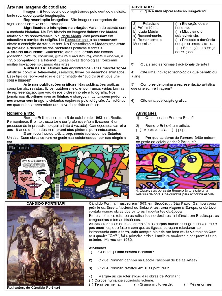 Atividades de Arte 9º ano | PDF | Gravuras | Simetria