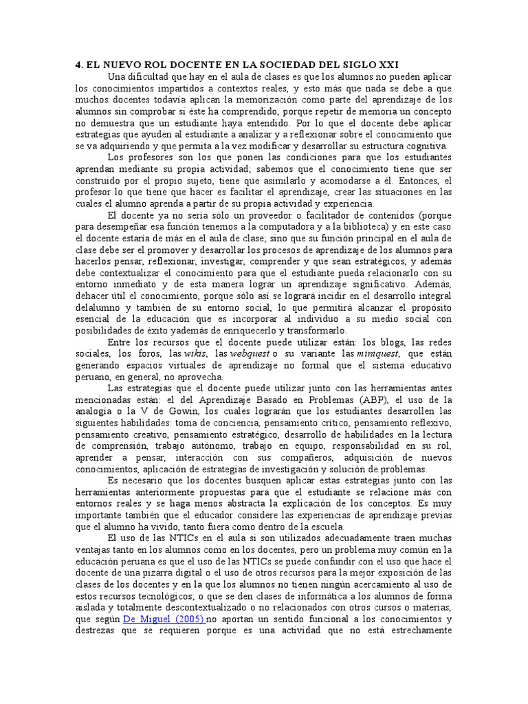 Rol del Docente en el Siglo XXI | PDF