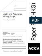 Audit and Assurance June 2008 Past Paper (ACCA)