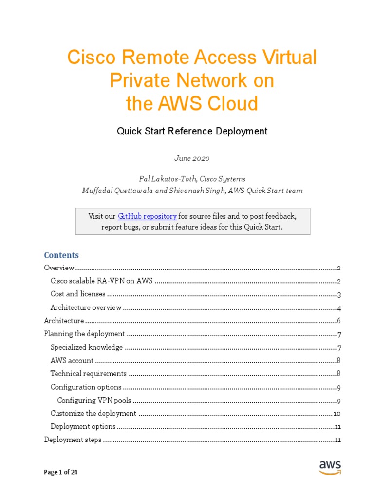 Cisco VPN Deployment on AWS | PDF | Business | Technology & Engineering