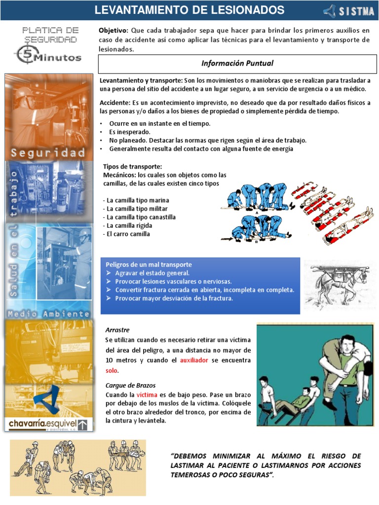 Técnicas de Levantamiento y Arrastre en Primeros Auxilios | PDF ...