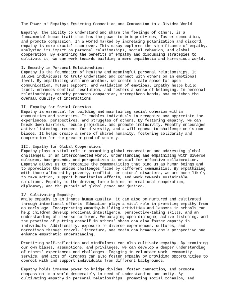 The Power Of Empathy Pdf Empathy Compassion