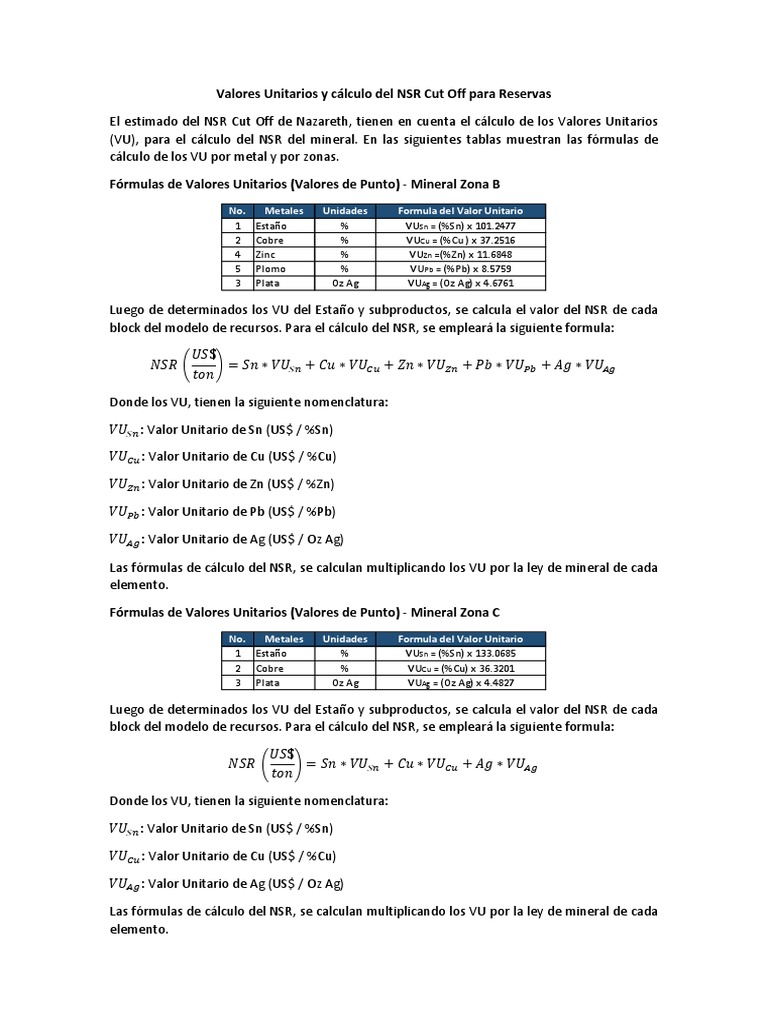 Calculo NSR | PDF | Estaño | Cobre