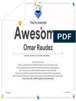 Google Interland Omar Raudez Certificate of Awesomeness