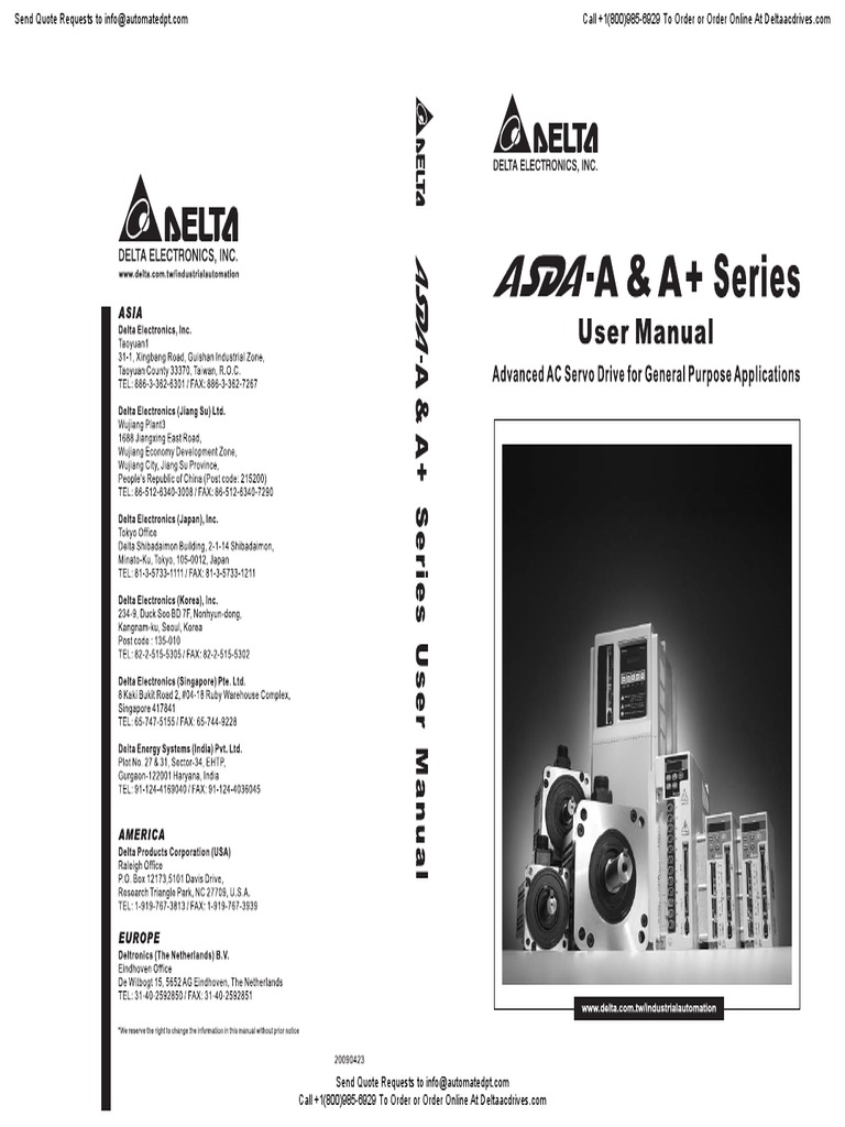 Delta ASDA A A+ User Manual | PDF | Electric Motor | Electrical Wiring
