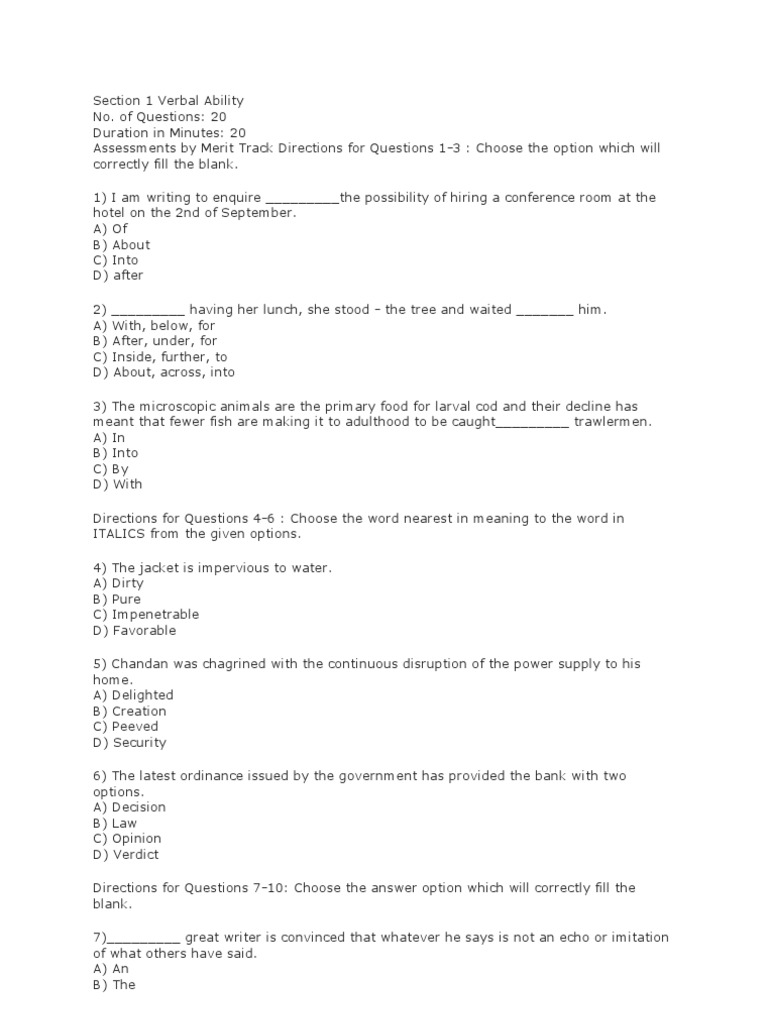 Verbal and Analytical Ability Test | PDF | Microprocessor | Central ...