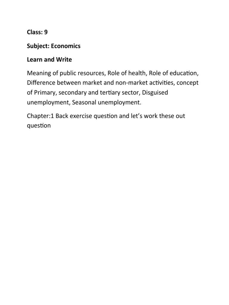 Class 9 Holiday Homework Pdf