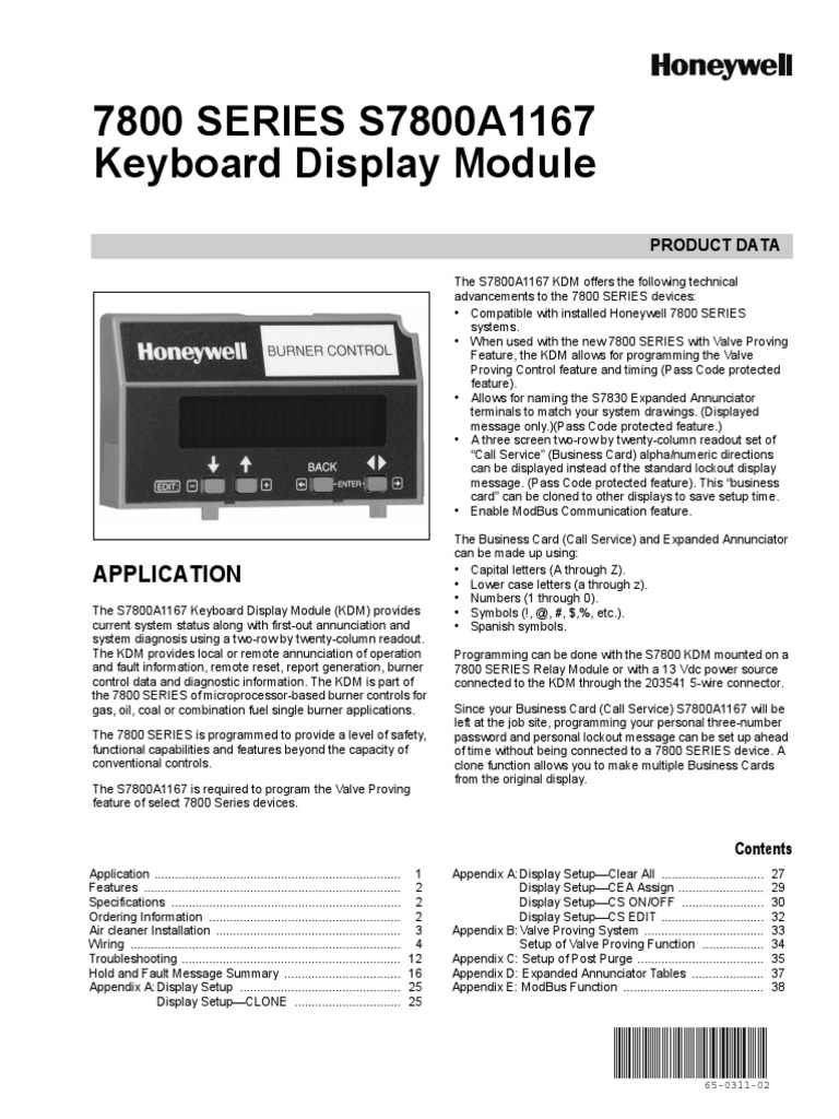 Honeywell 7800 Burner Controller Display PDF Relay Electrical Wiring