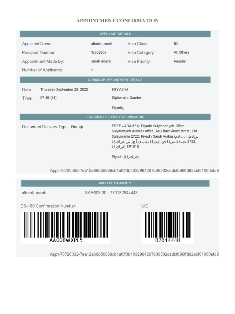 Appointment Confirmation | PDF