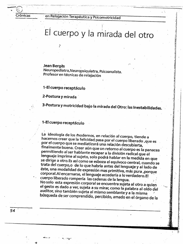 Berges - El Cuerpo y La Mirada Del Otro (Copia) | PDF