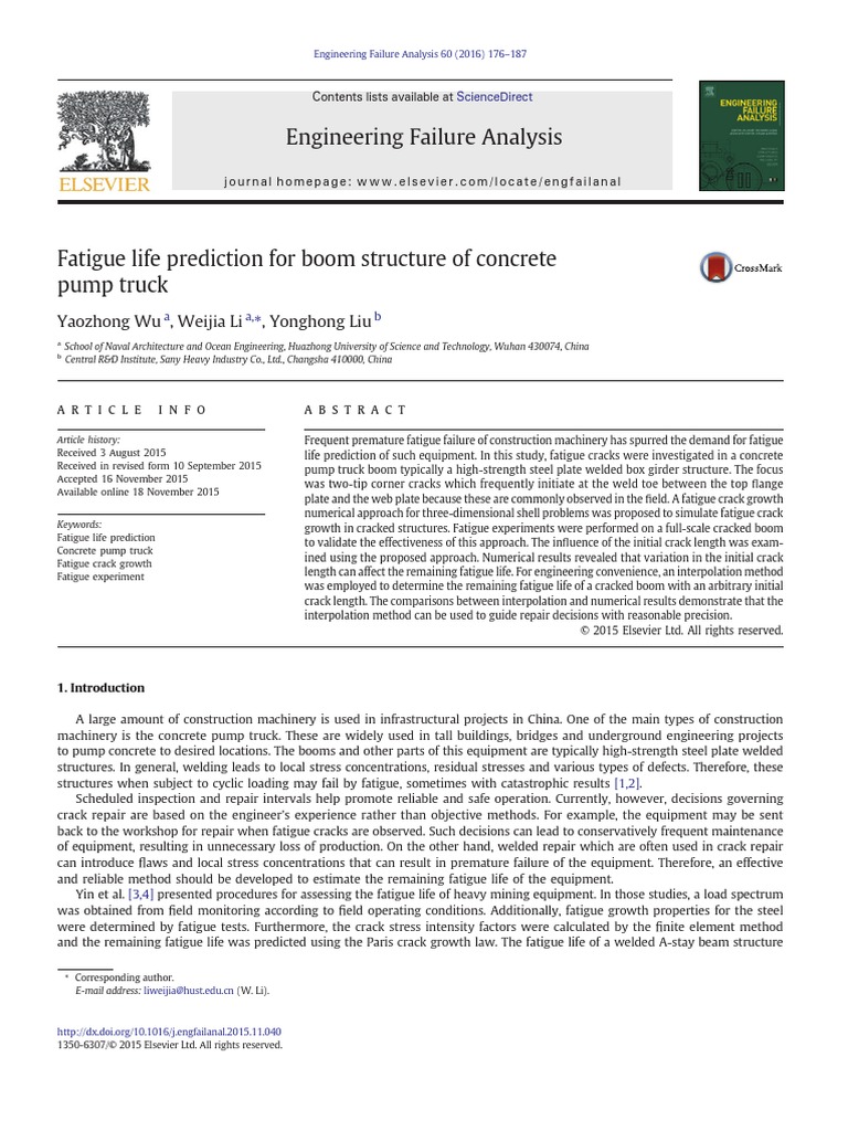 Fatigue Life Prediction for Concrete Pump Boom | PDF | Fatigue ...