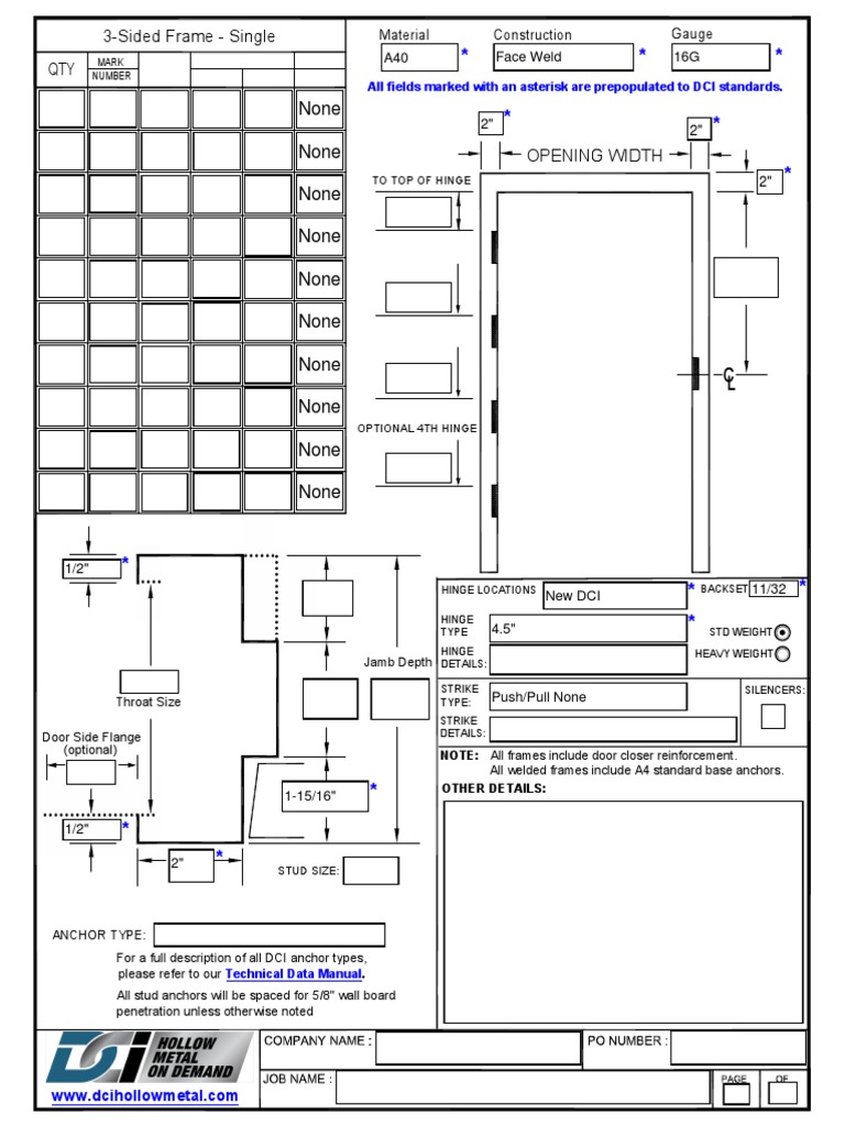 Hinge and Strike Details for Frames | PDF | Door | Manufactured Goods