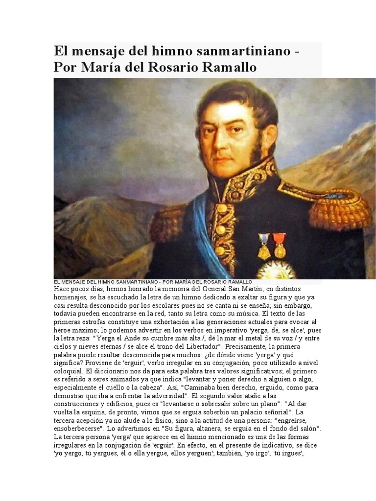 El Mensaje Del Himno Sanmartiniano | PDF | Lingüística