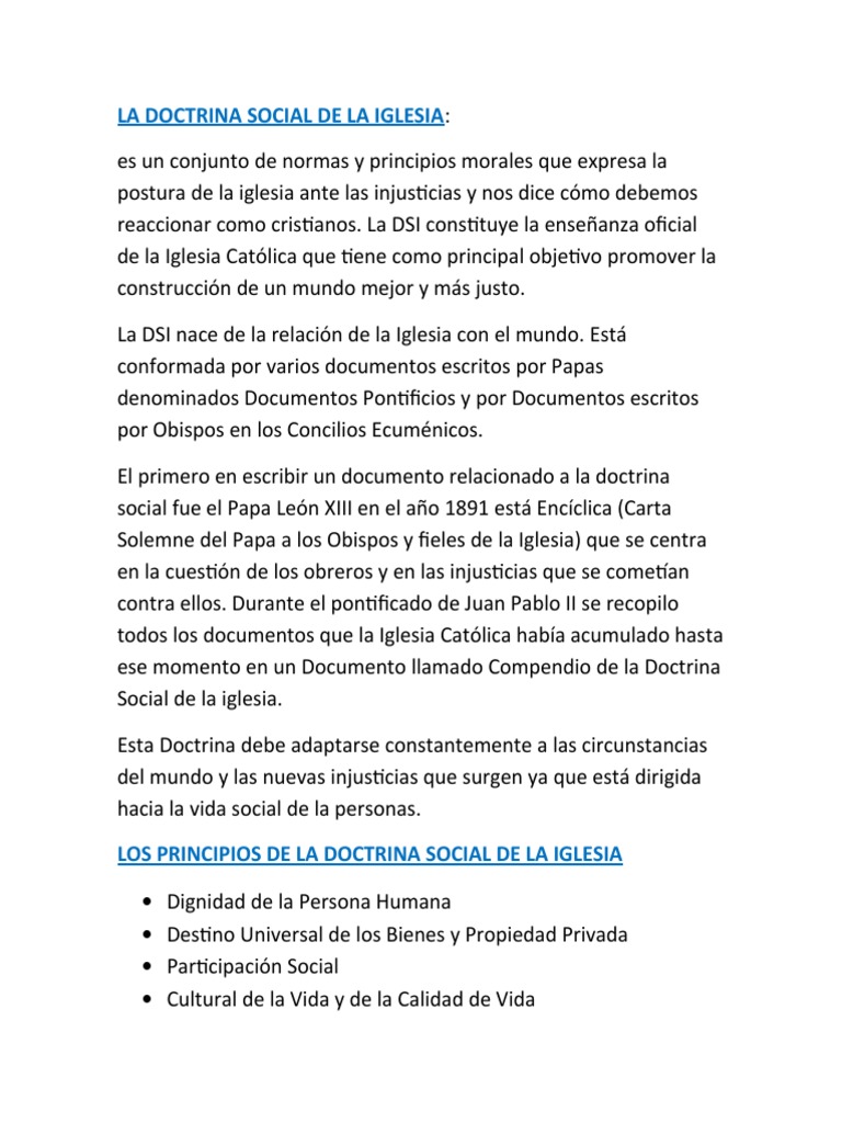 La Doctrina Social de La Iglesia | PDF | Concilio Vaticano II | Iglesia ...