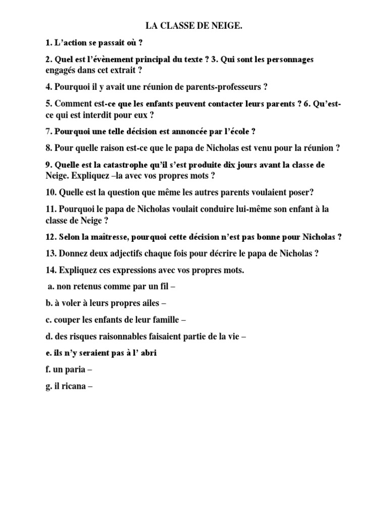 La Classe de Neige PDF