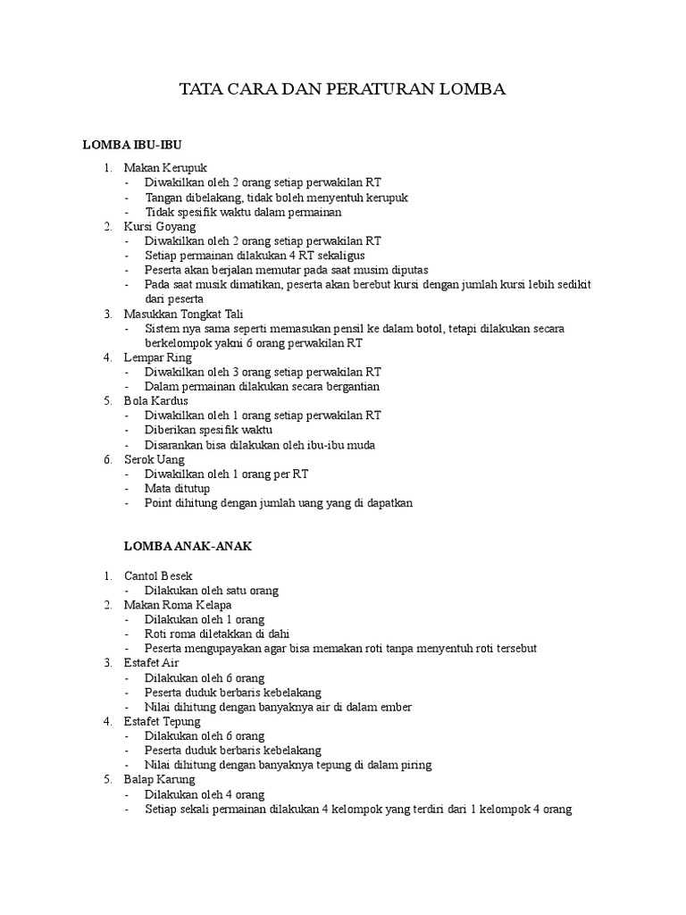 Tata Cara Dan Peraturan Lomba Pdf