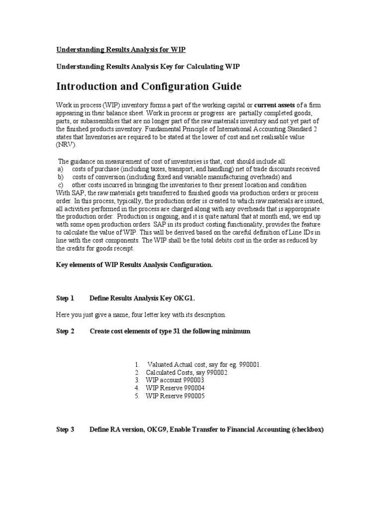 WIP Results Analysis Configuration Guide | PDF | Inventory | Debits And ...