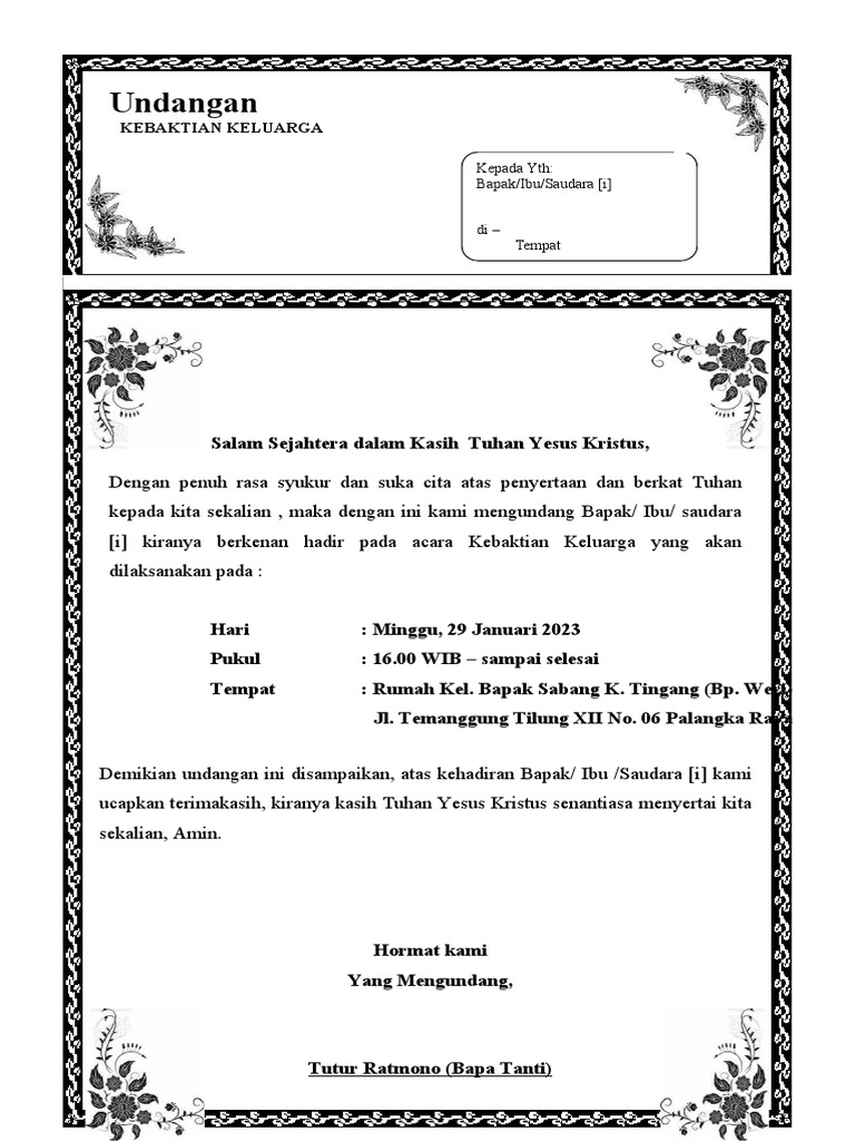 Undangan Kebaktian 29 Januari | PDF