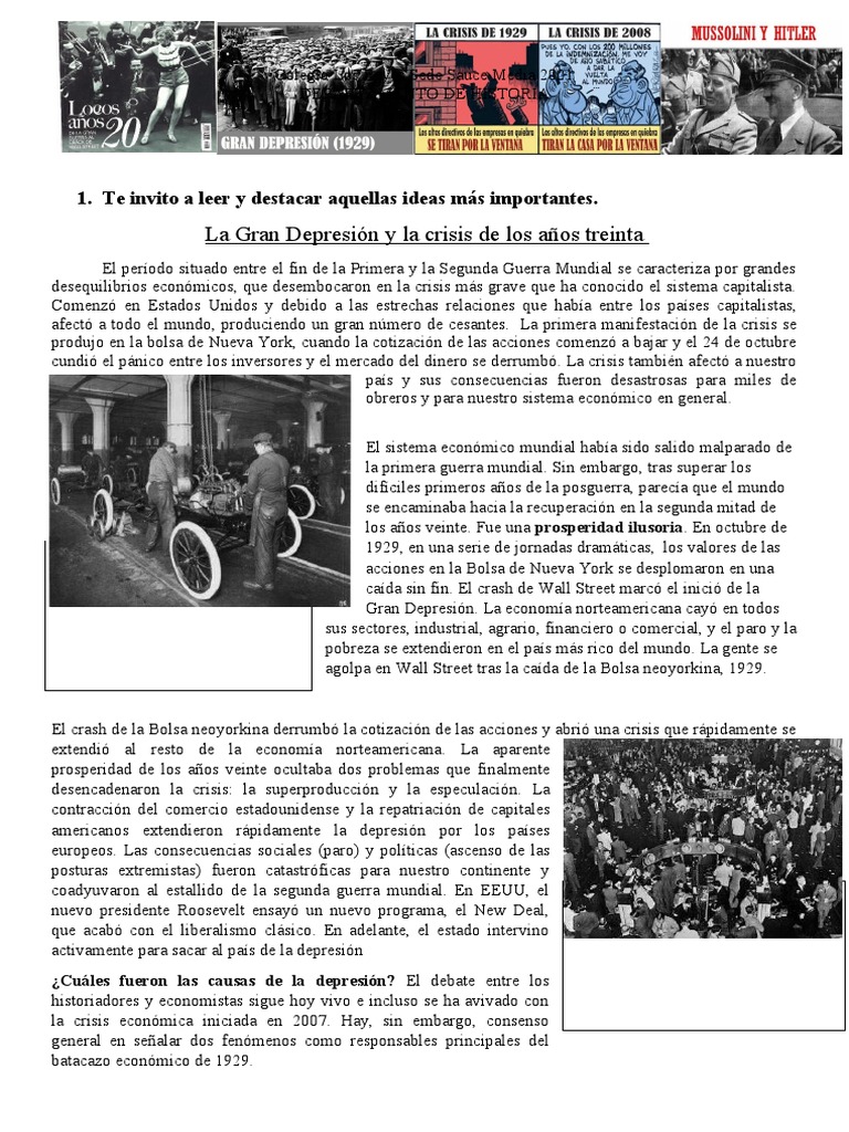El Crack de 1929 y la Gran Depresión | PDF | Gran depresion | Nuevo acuerdo