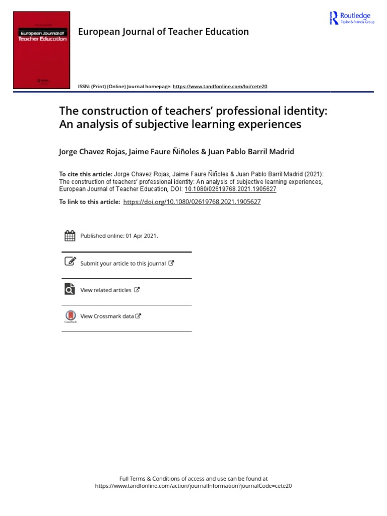 The Construction Of Teachers Professional Identity An Analysis Of
