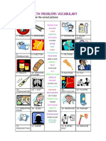 Health Problems Vocabulary: Write The Names Under The Correct Pictures