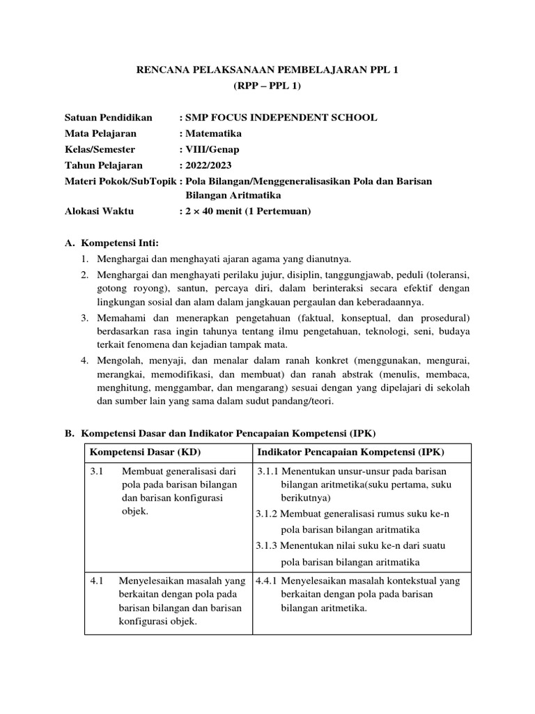 RPP PPL 1 | PDF | Seni