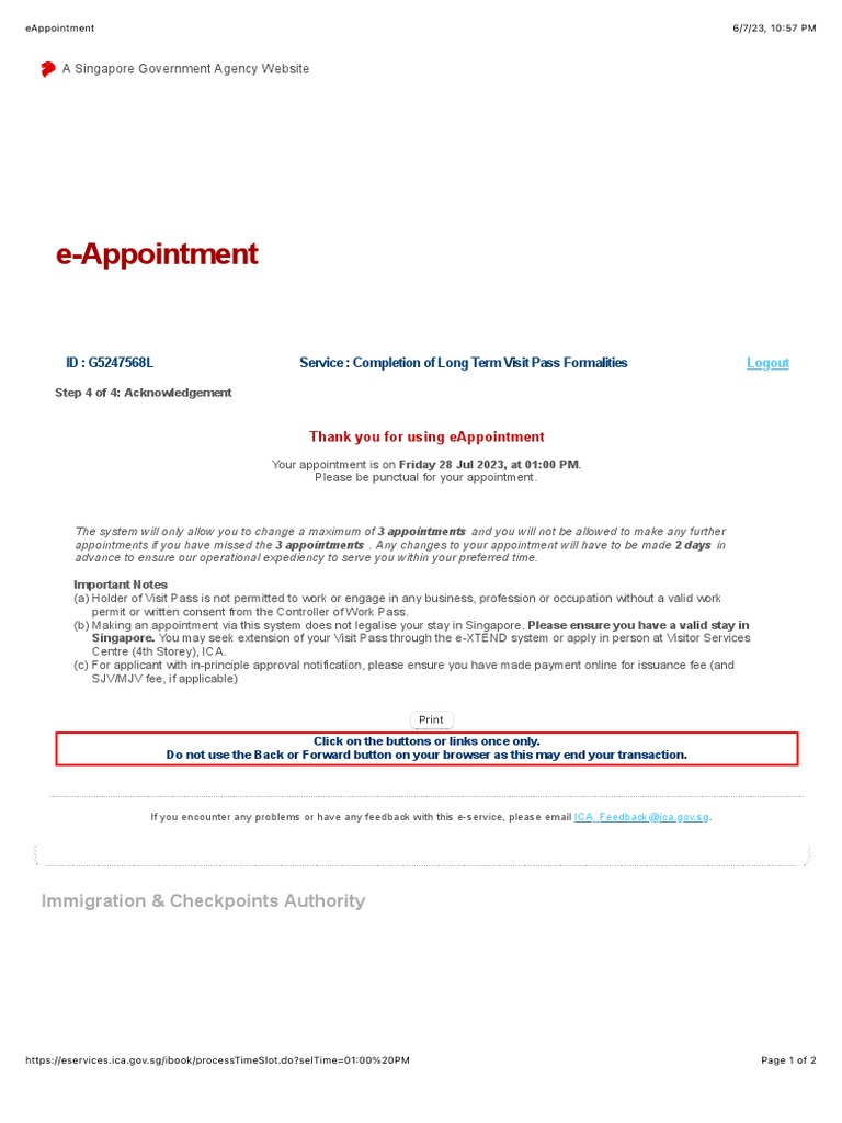 ICA eAppointment Guidelines | PDF