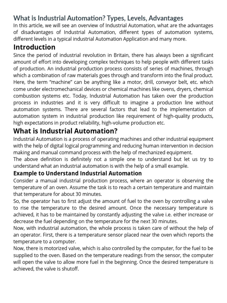 What Is Industrial Automation PDF Automation Programmable Logic