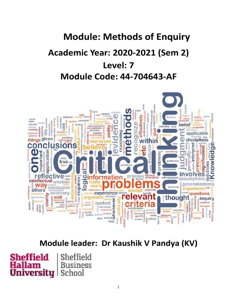 Module Guide - Methods of Enquiry 2020-2021-SEM 2 | PDF | Turnitin ...