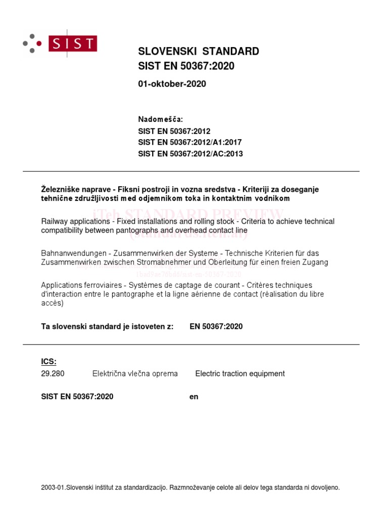 Sist en 50367 2020 | PDF | Engineering Tolerance | Rail Transport