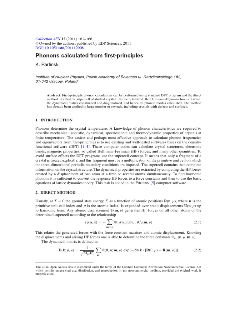 First-Principles Phonon Calculations | PDF | Phonon | Crystal Structure