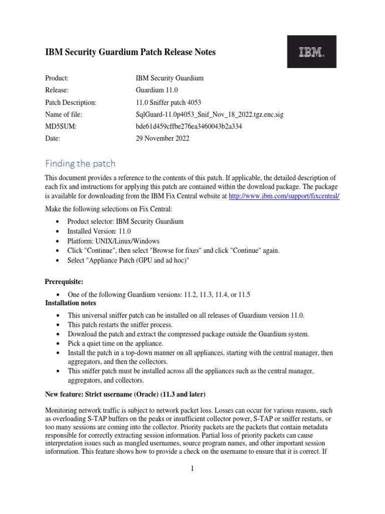 Guardium v11 0 p4053 Sniffer Update Release Notes | PDF | Oracle ...