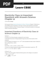 WWW Learncbse in Electricity Chapter Wise Important Questions Class 10 Science