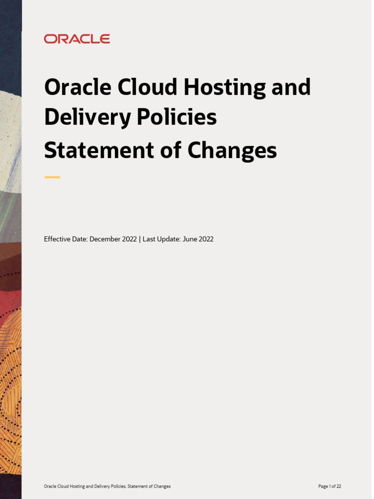Oracle cloud hosting and delivery policies statement of changes pdf