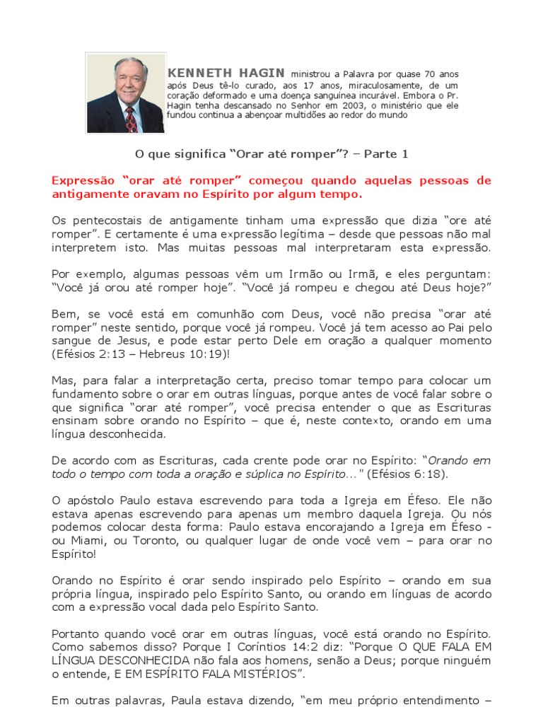01 - O Que Significa Orar Ate Romper | PDF | Espírito | Oração