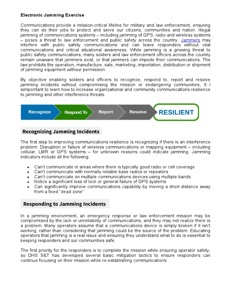 Electronic Jamming Exercise PDF Radio Interference