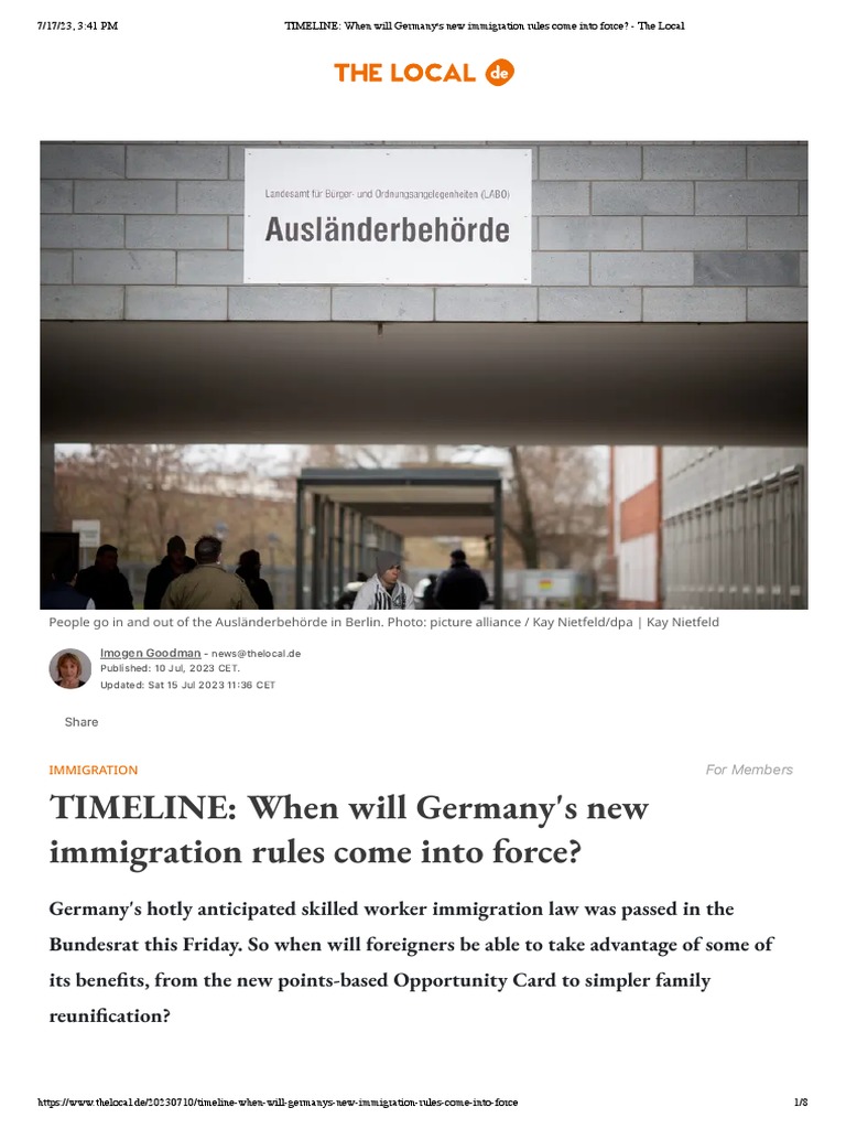 TIMELINE When Will Germany's New Immigration Rules Come Into Force