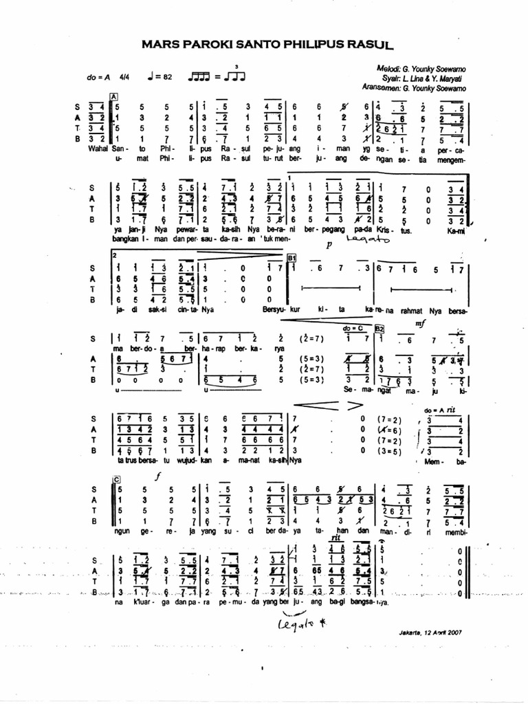 Mars Santo Philipus Rasul (SATB Angka) | PDF