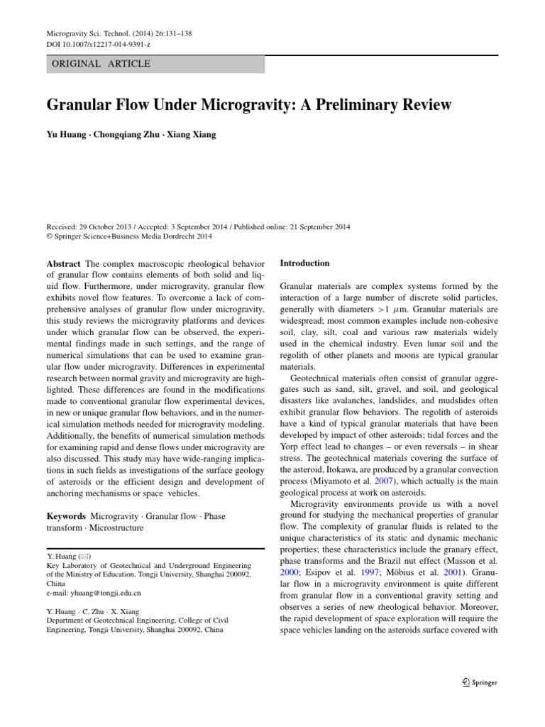 Granular Flow Under Microgravity A Preliminary Review | PDF | Force ...