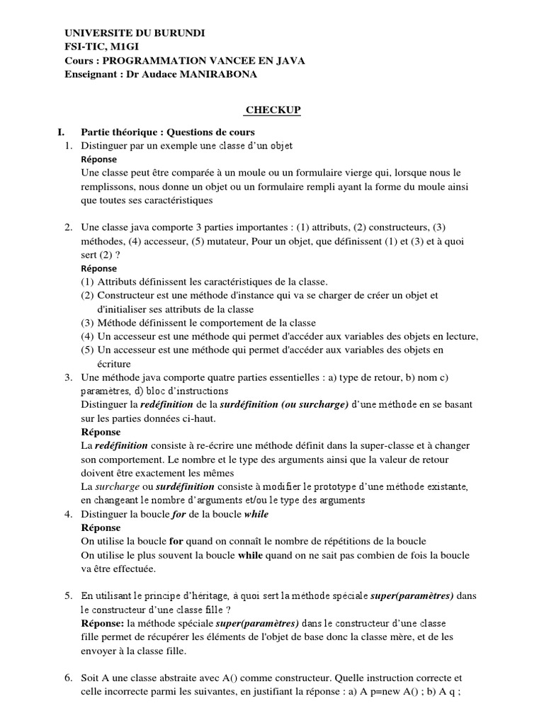 Cours de Programmation Avancée en Java | PDF | Classe (informatique ...
