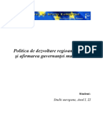 Politica de Dezvoltare Regionala in UE Si Afirmarea Guvernantei Multi-Nivel