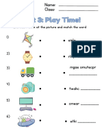 Blue Illustrative Weather Matching Worksheet