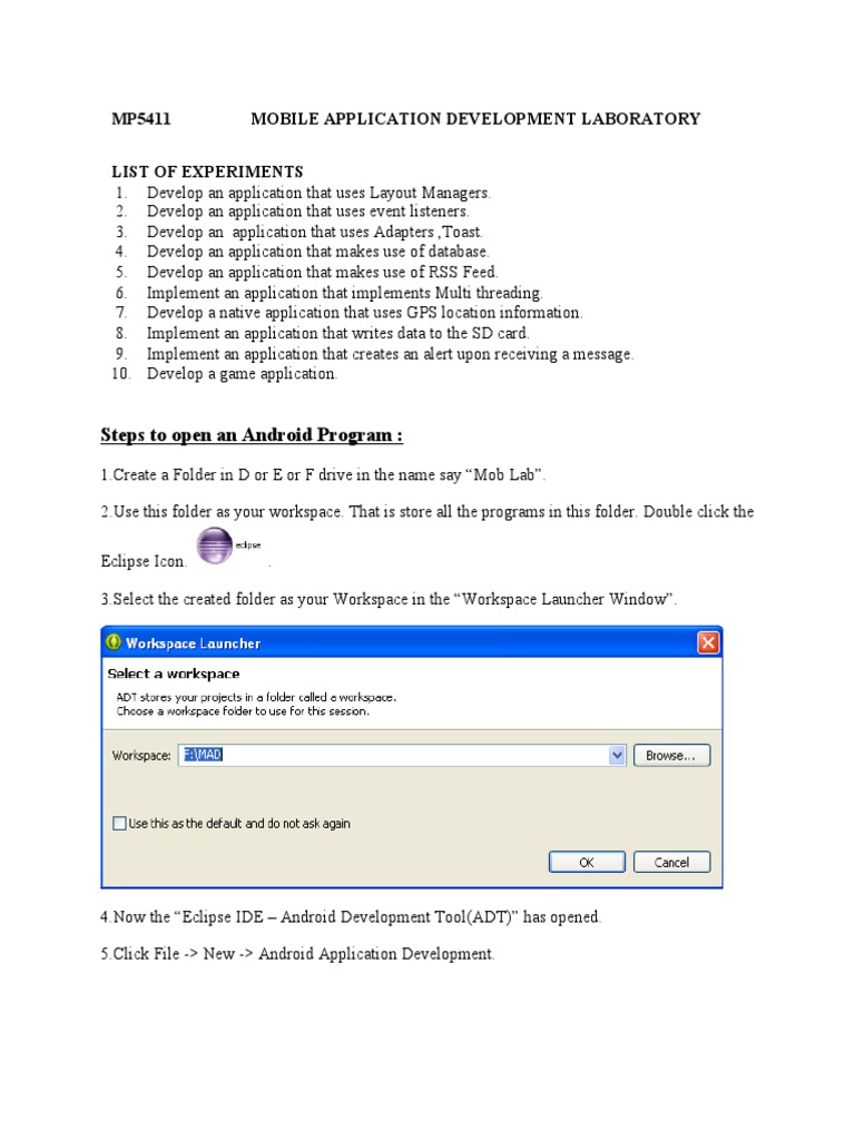 Mobile Application Development Laboratory | PDF | Android (Operating ...