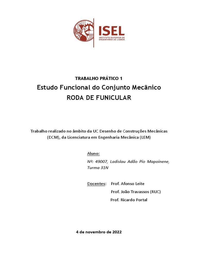 Estudo Funcional da Roda de Funicular | PDF | Parafuso | Resistência ...
