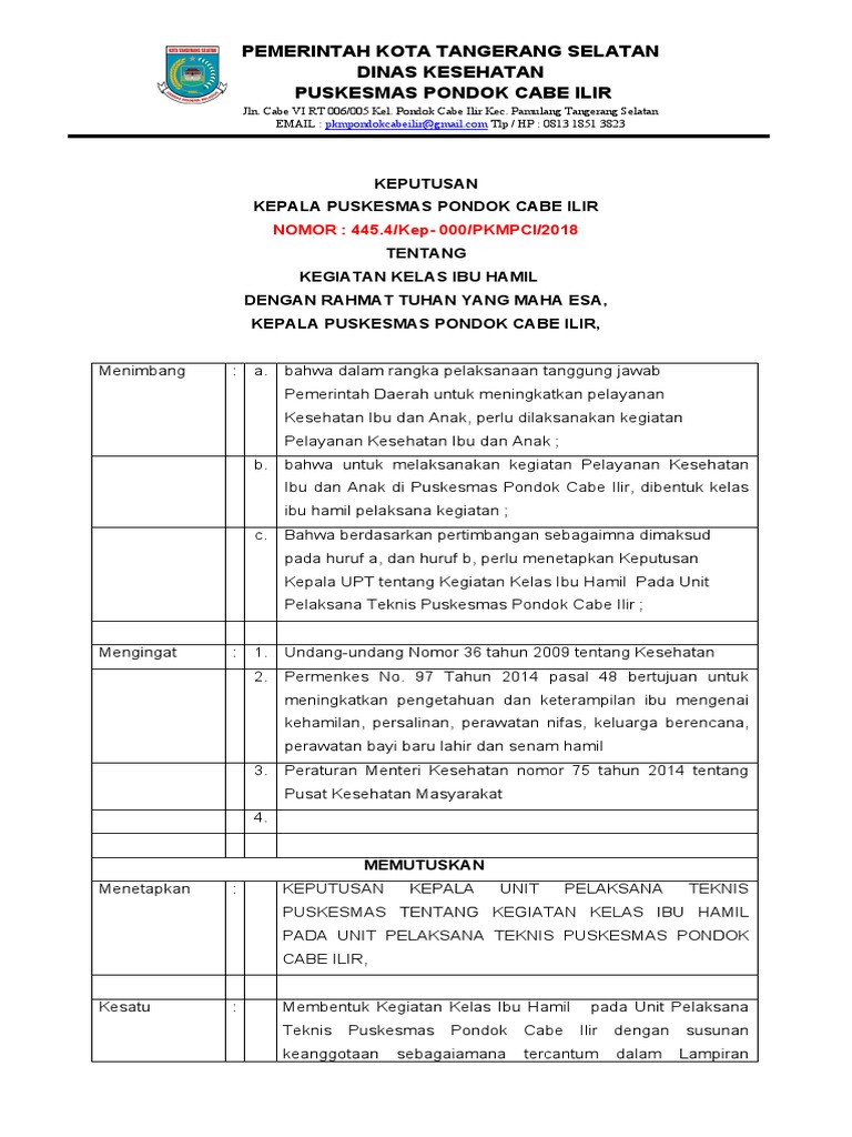 SK Kelas Ibu Hamil 2022 | PDF