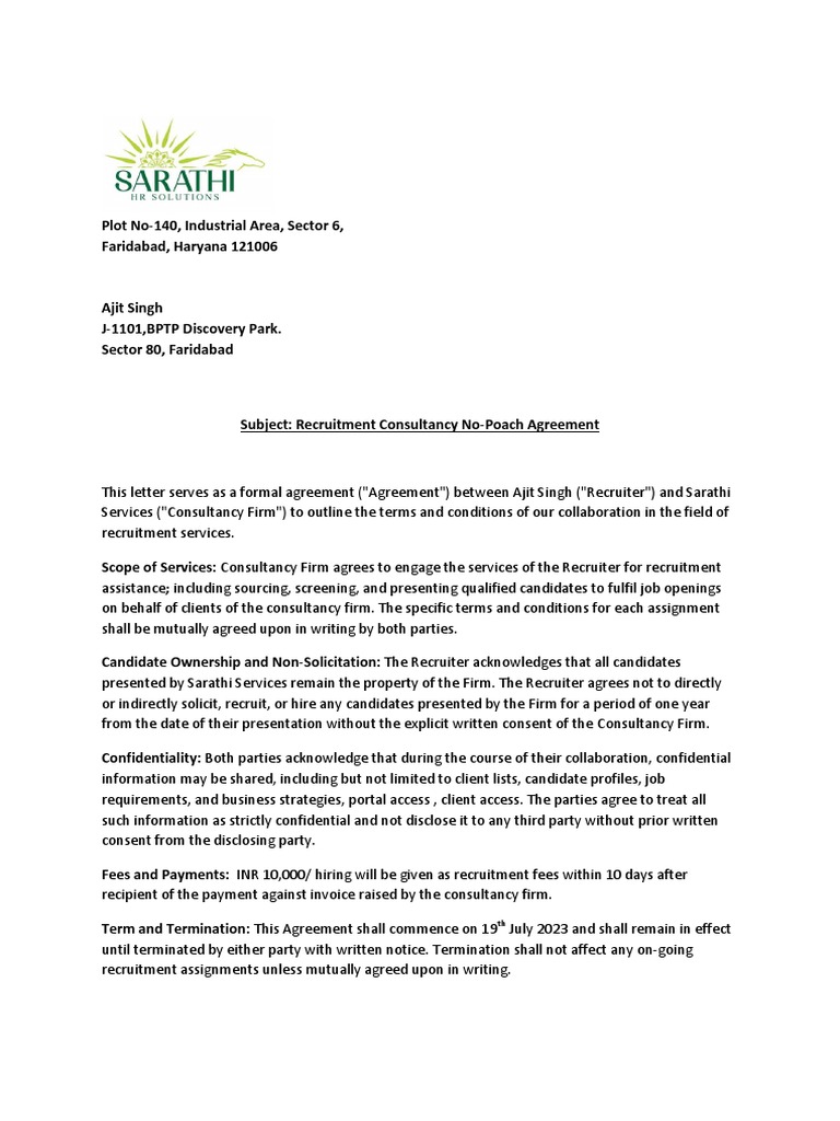 No Poach Agreement PDF